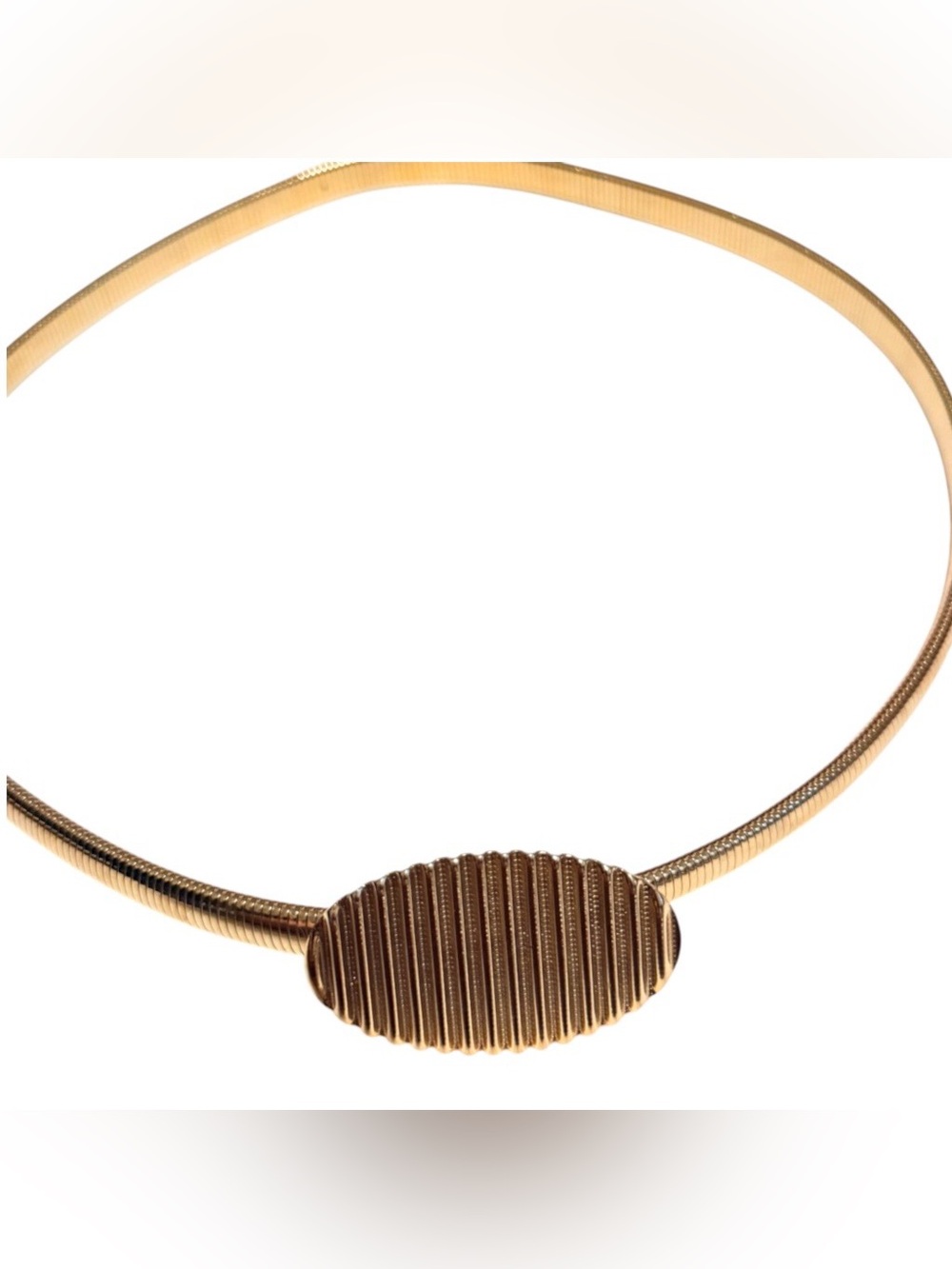 1980’s Vintage Gold Metal Stretch Snake Belt with Oval Closure, 27” Unstretched